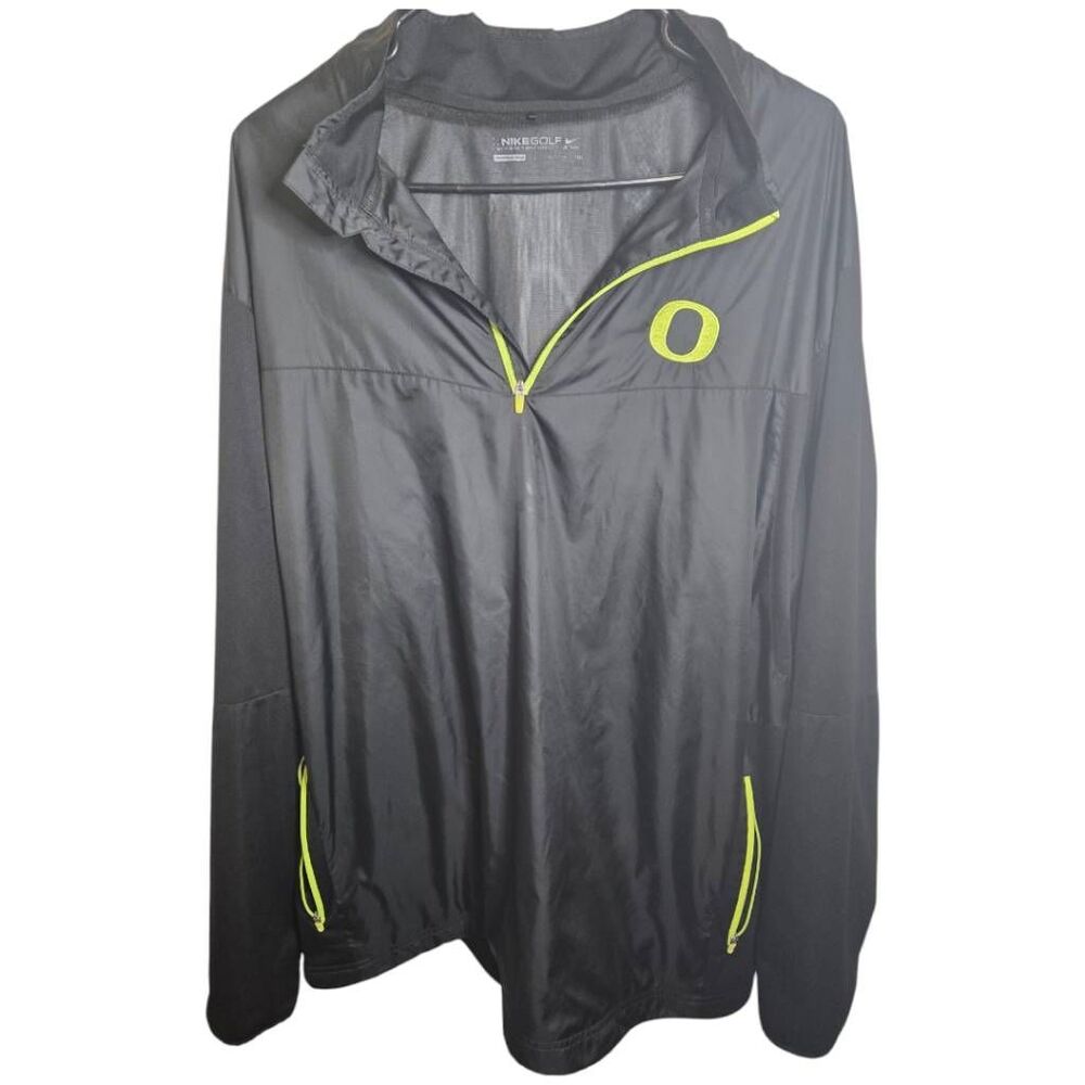 Nike Golf Yellow Volt Oregon Ducks Black Windbreaker Pullover Size 2XL
